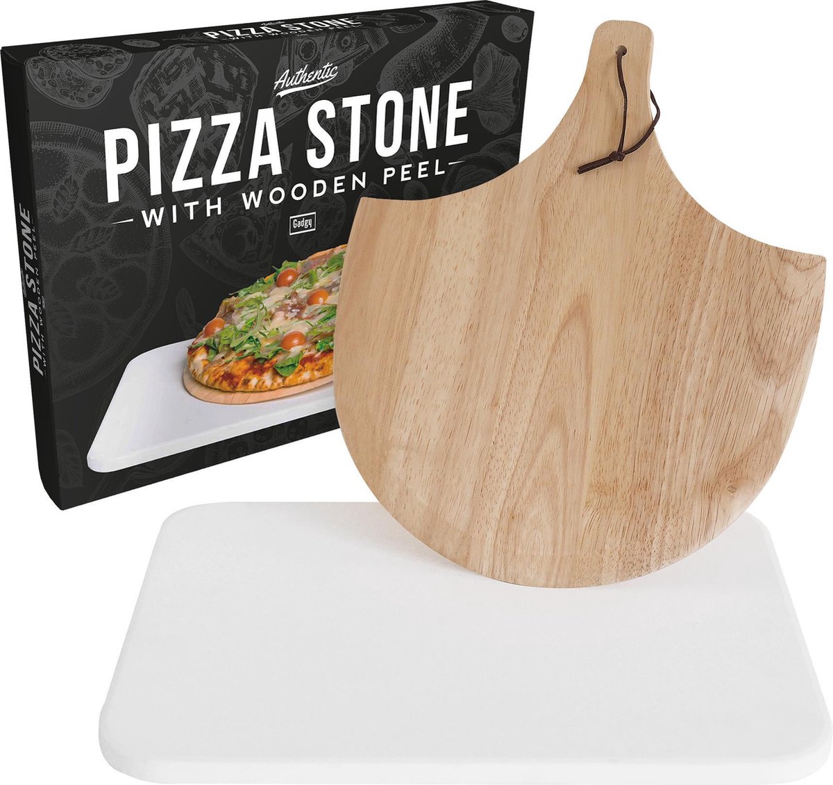 Blumtal Pizzasteen Met Pizzaschep - XL Pizzasteen Van Cordieriet Met Extra Lange Pizzaschep In Een Gebruiksvriendelijke Set