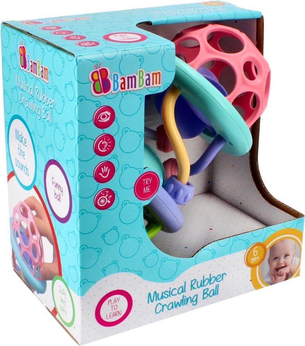 Muzikale Rubber bal Bam Bam - Grijp en Bijt speelgoed - Baby Peuter  interactief -... | bol.com
