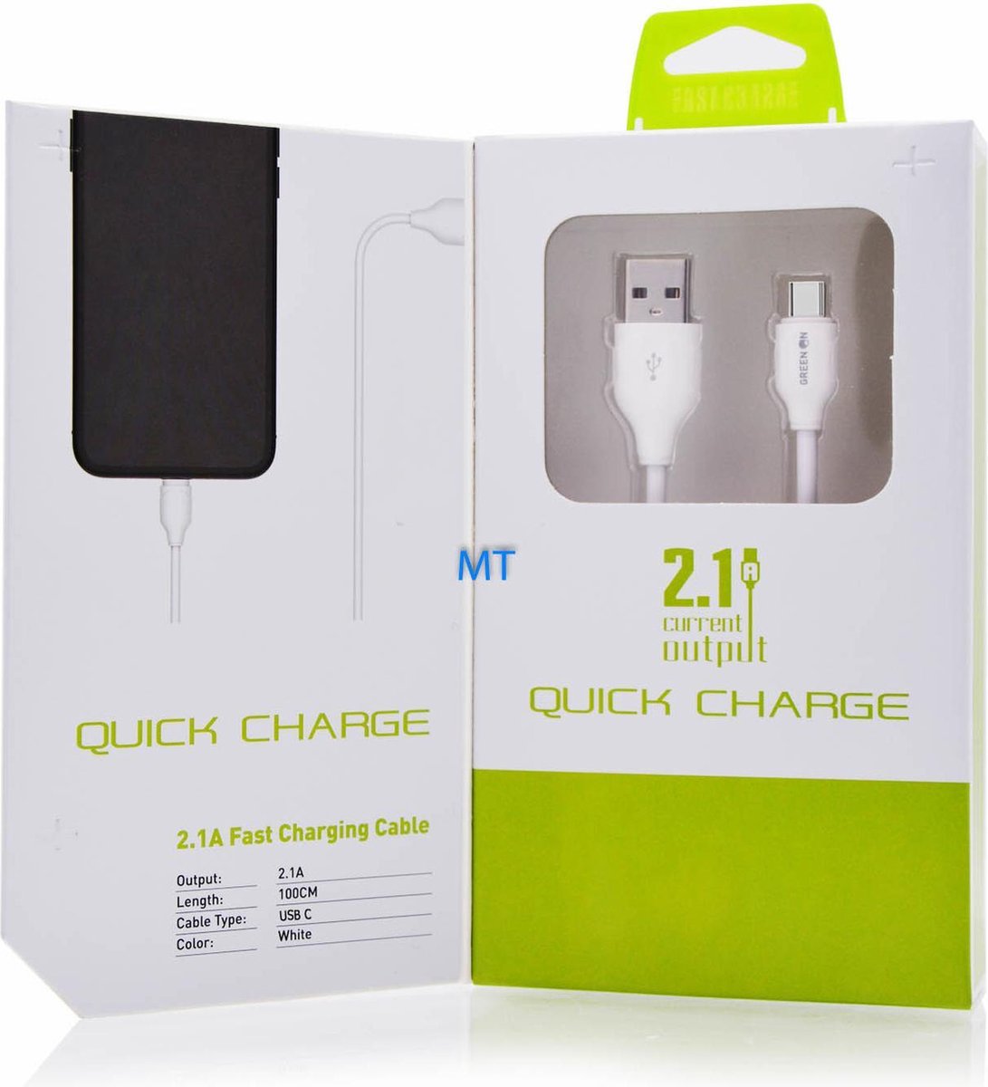 Green On Lightning USB kabel 1Meter, voor iPhone en iPads.