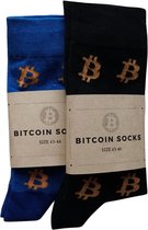 Bitcoin Sokken Set Twee Paar - Crypto Sokken - Heren Sokken - Sokken Zwart En Blauw- Maat 43 - 46