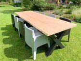 Table de jardin Douglas 3m (8 personnes) robuste avec pieds en X acier noir