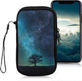 kwmobile hoesje voor smartphones M - 5,5" - hoes van Neopreen - Sterrenstelsel en Boom design - blauw / grijs / zwart - binnenmaat 15,2 x 8,3 cm
