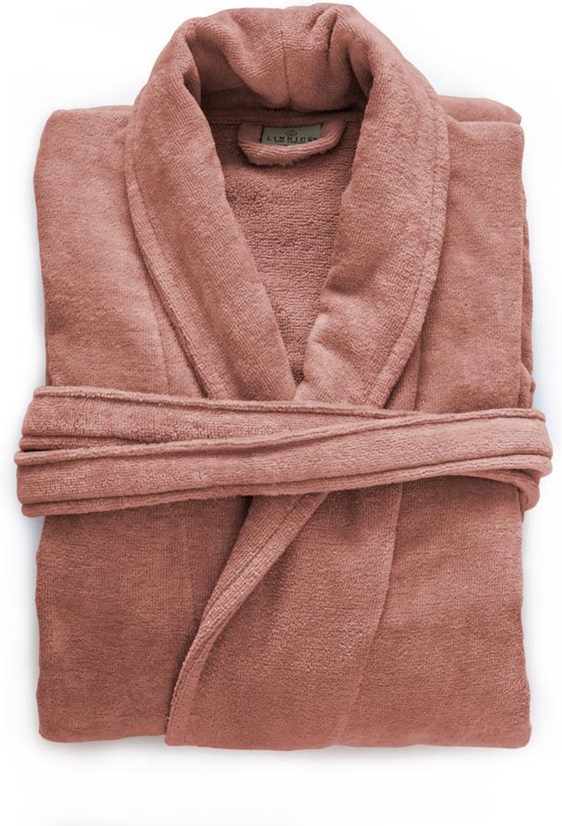 LINNICK Pure Badjas Velours - 100% Katoen - Rose - Maat XL - Badjas Dames - Badjas Heren