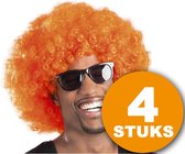 Oranje Pruik | 4 stuks Oranje Feestpruik "Afro" | Feestartikelen Oranje Hoofddeksel | Feestkleding EK/WK Voetbal