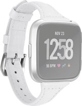 By Qubix geschikt voor Fitbit Versa 1 - 2 & Lite bandje TPU leer - Wit Smartwatchbandje bandje Armband Polsband Strap Band Watchband
