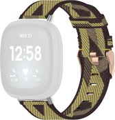 By Qubix geschikt voor Fitbit Versa 3 & Sense 1 - Canvas nylon bandje - Geel Smartwatchbandje bandje Armband Polsband Strap Band Watchband