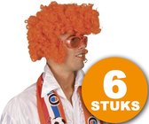 Oranje Pruik | 6 stuks Oranje Feestpruik "Rock Star" | Feestartikelen Oranje Hoofddeksel | Feestkleding EK/WK Voetbal