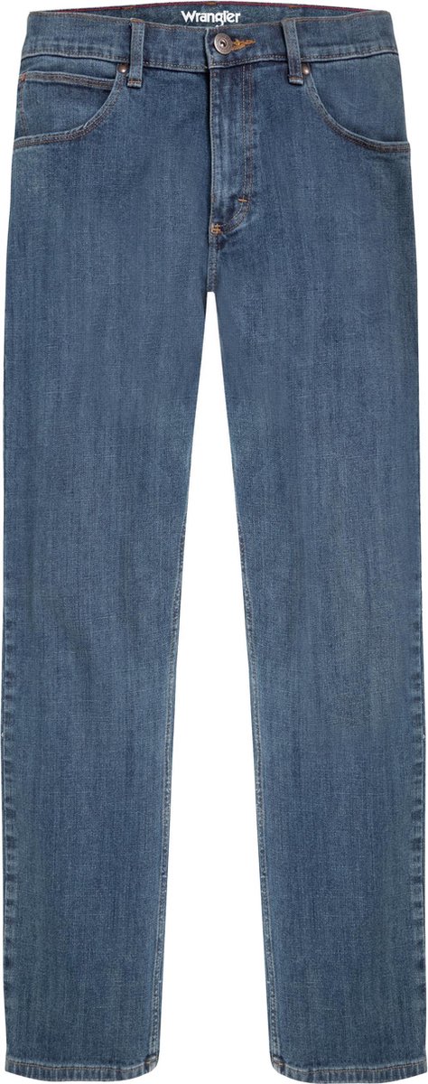 Wrangler Straight Heren Regular Fit Jeans Spijkerbroek voor Mannen Donkerblauw Dark Stone