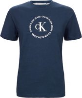 Calvin Klein Circular Monogram Logo t-shirt - Heren t-shirt korte mouw - Regular Fit - Crewneck - Navy - M