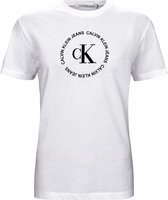 Calvin Klein Circular Monogram Logo t-shirt - Heren t-shirt korte mouw - Regular Fit - Crewneck - Wit - XL