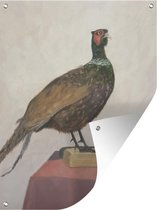 Tuinschilderij Een illustratie van een opgezette fazant - 60x80 cm - Tuinposter - Tuindoek - Buitenposter