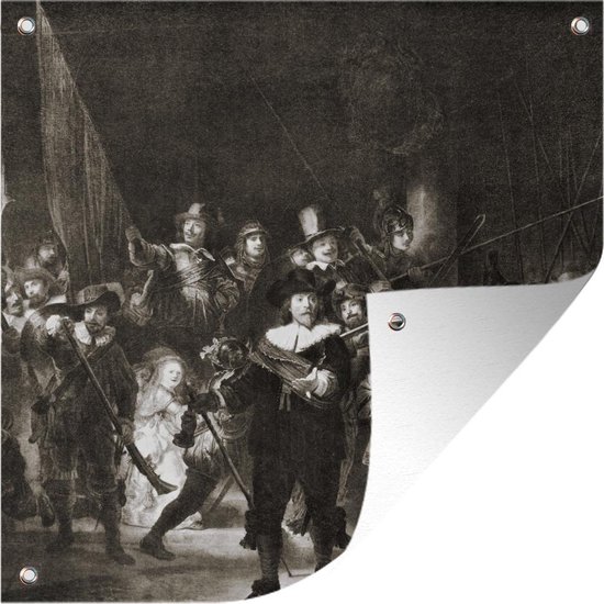 De Nachtwacht in zwart-wit - Schilderij van Rembrandt van Rijn