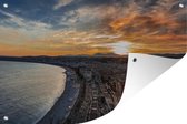 Muurdecoratie Zonsondergang - Nice - Frankrijk - 180x120 cm - Tuinposter - Tuindoek - Buitenposter