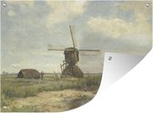 Tuinschilderij 'Zonnige dag': een molen aan een wetering - Schilderij van Paul Joseph Constantin Gabriël - 80x60 cm - Tuinposter - Tuindoek - Buitenposter