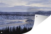 Un paysage enneigé dans le parc national ellingvellir en Islande affiche de jardin 90x60 cm - Toile de jardin / Toile d'extérieur / Peintures pour l'extérieur (décoration de jardin)