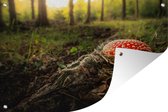 Muurdecoratie Rood met witte paddenstoel tijdens zonsopkomst - 180x120 cm - Tuinposter - Tuindoek - Buitenposter