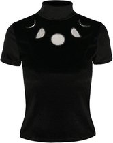 Restyle Top -S- Moon Phases Black Velvet Zwart