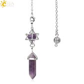 Pendel steen - Pendelen - Spiritueel - Pendelsteen - Natuursteen - Kwarts - Kristallen - Zeshoekig - Spits - Reiki - Chakra - Accessoires - Amethyst