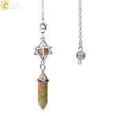 Pendel steen - Pendelen - Spiritueel - Pendelsteen - Natuursteen - Kwarts - Kristallen - Zeshoekig - Spits - Reiki - Chakra - Accessoires - Unakite