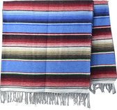 Mexicaanse deken - serape - katoen -215 x 145cm - Turquoise - ABMZZ0turq3