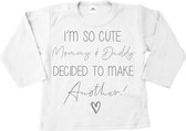 Shirt grote broer-grote zus-I'm so cute-wit-zilver-Maat 74