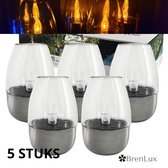 ✿BrenLux® Solar lampen 5 stuks - LED kaarsen - Windlicht - Zonne energie lamp - Sfeerverlichting tuin - Tuindecoratie - Decoratie tuin – Sfeerlicht kaarsjes solar