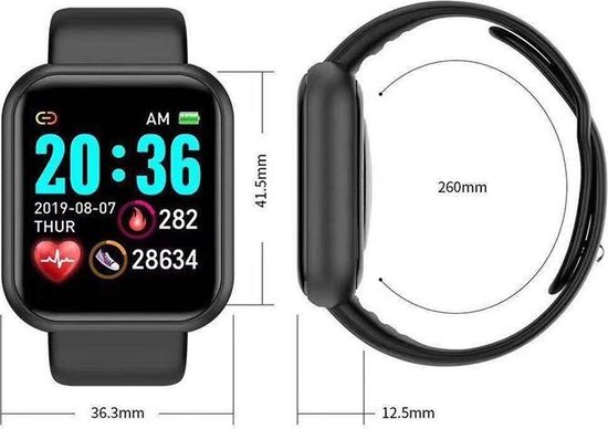 Belesy® Base - Smartwatch - Horloge - 1,3 inch Kleurenscherm -  Stappenteller - | bol.com