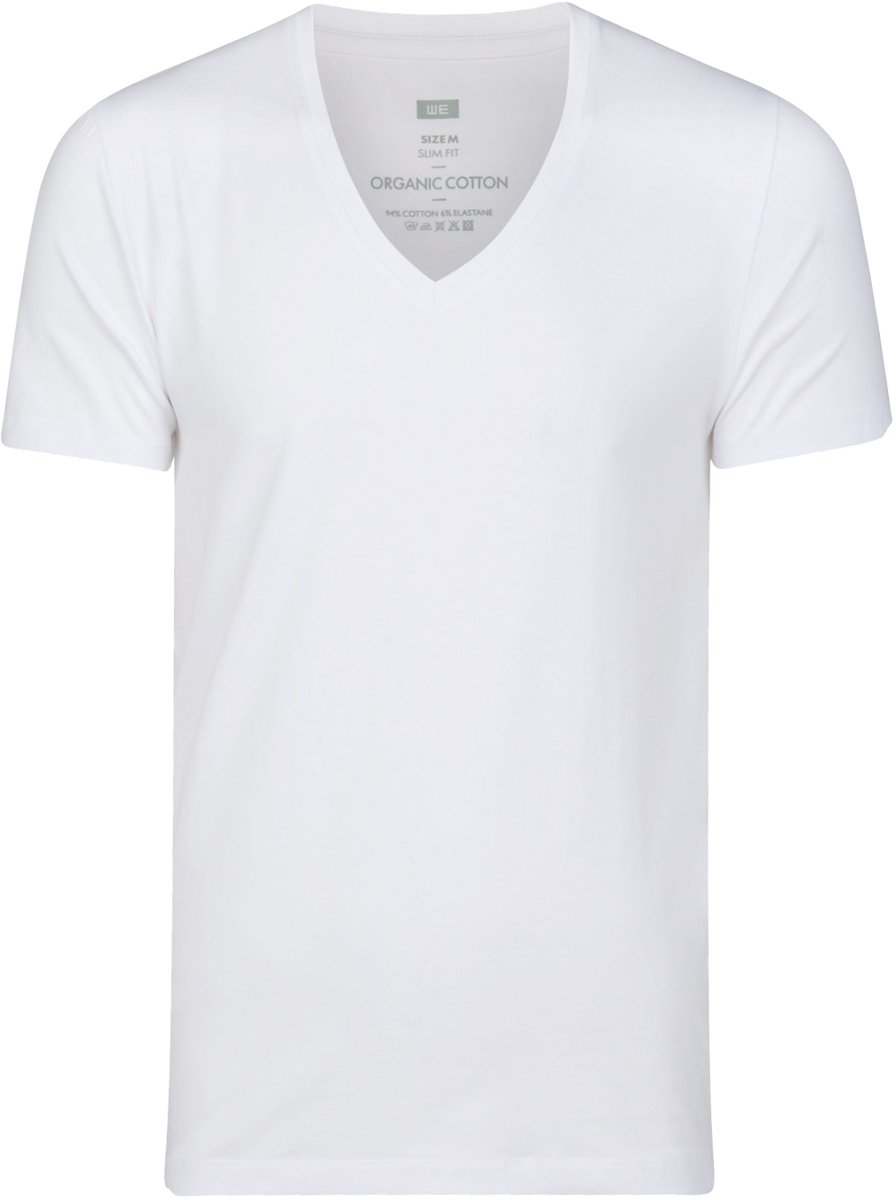 WE Fashion Heren Slim fit T-shirt met V-hals