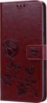 Mobigear Roses Bookcase Hoesje - Geschikt voor Samsung Galaxy A9 (2018) - Bruin