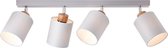 BRILLIANT lamp, Vonnie spot bar 4-vlams grijs/hout, metaal/hout/textiel, 4x A60, E27, 25W, normale lampen (niet meegeleverd), A++
