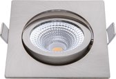 EcoDim - LED Spot - Inbouwspot - ED-10027 - 5W - Waterdicht IP54 - Dimbaar - Dim to Warm - Warm Wit 2000K-3000K - Geborsteld Nikkel - Aluminium - Vierkant - Kantelbaar - BES LED
