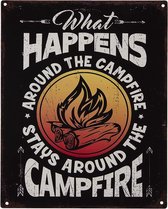 Clayre & Eef Tekstbord 25*20 cm Meerkleurig Ijzer Campfire Wandbord Quote Bord Spreuk