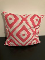 Kussenhoes Pink-White - Roze-Wit - Sierkussen - 45x45 cm