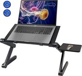 Laptop Standaard Laptoptafel Laptopstandaard Houder - Ergonomisch - USB Koelventilatie - Aluminium - Zwart - Tensfact®
