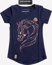 S&C t-shirt met paard - multicolor strass - donkerblauw - maat 98/104 (4)