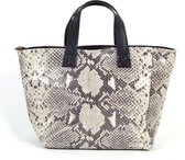 Slangenprint Leer Handtas Beige