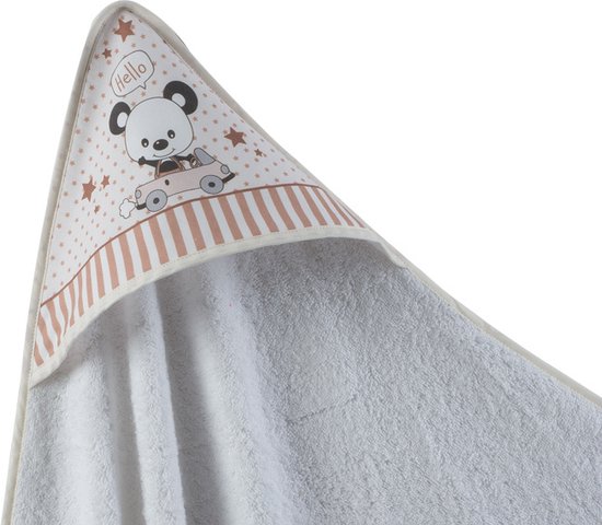 Gamberritos Badcape Beertje 100 X 100 Cm Katoen Witbeige — afbeelding 2
