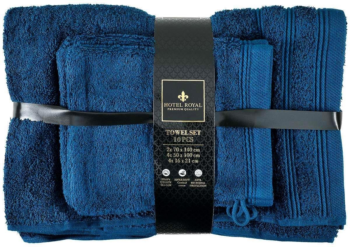 Ensemble de serviettes Hotel Royal - 10 pièces - Bleu royal - 70x140 cm  (2x) 50x100 cm... | bol
