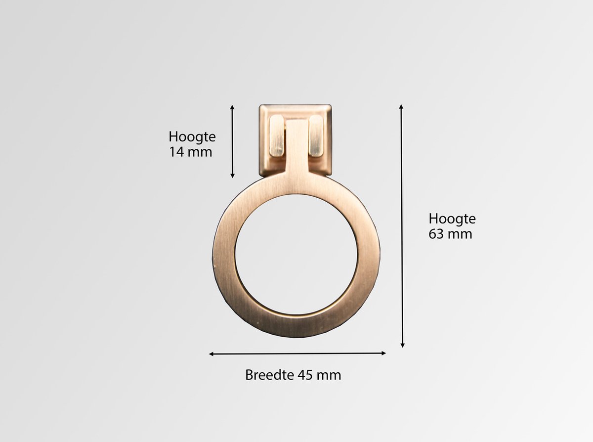 Luxe gouden meubelgreep - kastgreep - handgreep rond met hoekige randen ...