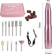 Khadmo - Elektrische Nagelvijl - Elektrische Nagelfrees - Manicure- en Pedicure set - Incl.11 Opzetstukken/ 6 schuurolletjes - Roze