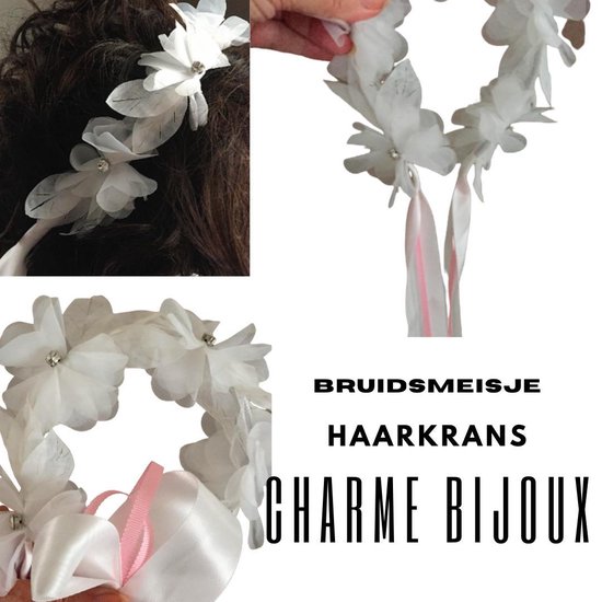 Trouwen Accessoires Haaraccessoires Kransen & Tiaras bruidshaarspelden Set van 2 Bloemenmeisje Chiffon bloemen. witte bloemen met parels 