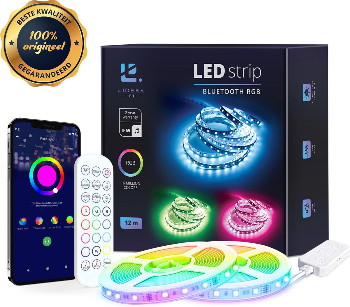 Lideka Smart LED strip 10+2 Meter (2x6) met Afstandsbediening - Led Light Strip - RGB Licht strip