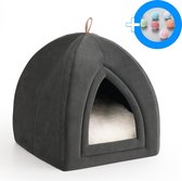 Kattentent Kattenmand Katten Kattenhuis Kat Cat Kitten Kattenspeeltjes – Donker Grijs Hoogwaardige Kwaliteit Zacht Materiaal 2-in-1 - Dutchwide