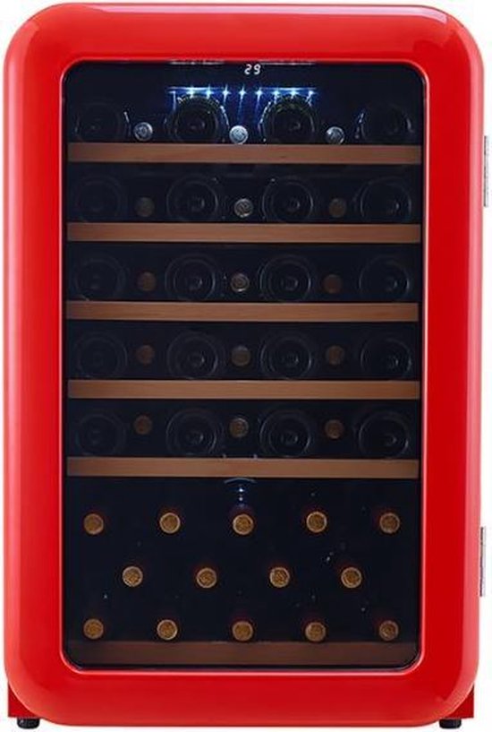 Koelkast: Cavecool Retro Apatite - Wijnkoelkast - 49 flessen - 1 zone - rood, van het merk CaveCool