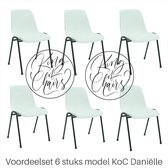 King of Chairs -set van 6- model KoC Daniëlle wit met zwart onderstel. Kantinestoel stapelstoel kuipstoel vergaderstoel tuinstoel kantine stoel stapel stoel kantinestoelen stapelst