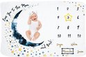 Frummel Mijlpaaldeken ‘Maan’ – Milestone deken – Mijlpaal baby - Kraamcadeau Jongen – Kraamcadeau Meisje - Babyshower Cadeau – Baby Cadeau - NEDERLANDS - 100 x 150 cm - Kerstcadeau