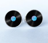 LP Vinyl Muziek Record Manchetknopen - Zilver Kleurig - Rond - Cufflinks -Valentijnsdag voor Mannen - Valentijn Cadeautje voor Hem - Valentijn Cadeautje Vrouw