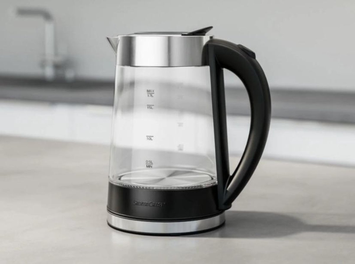 SILVERCREST® Glazen waterkoker 1,7 l - Zwart/Silver- 3000W - kleur bij warm of... | bol.com