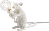 Hype it zittende muis lamp - 11 cm - Lamp dier taffellampje - Tafellamp Slaapkamer - Dieren lamp Tafellampen - E12 - Muislampje - Tafellamp Wit