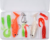 Zacht kunstaas set met box Baars - snoek - snoekbaars - super aantrekkelijke zwemactie deeltje 10 delig met box